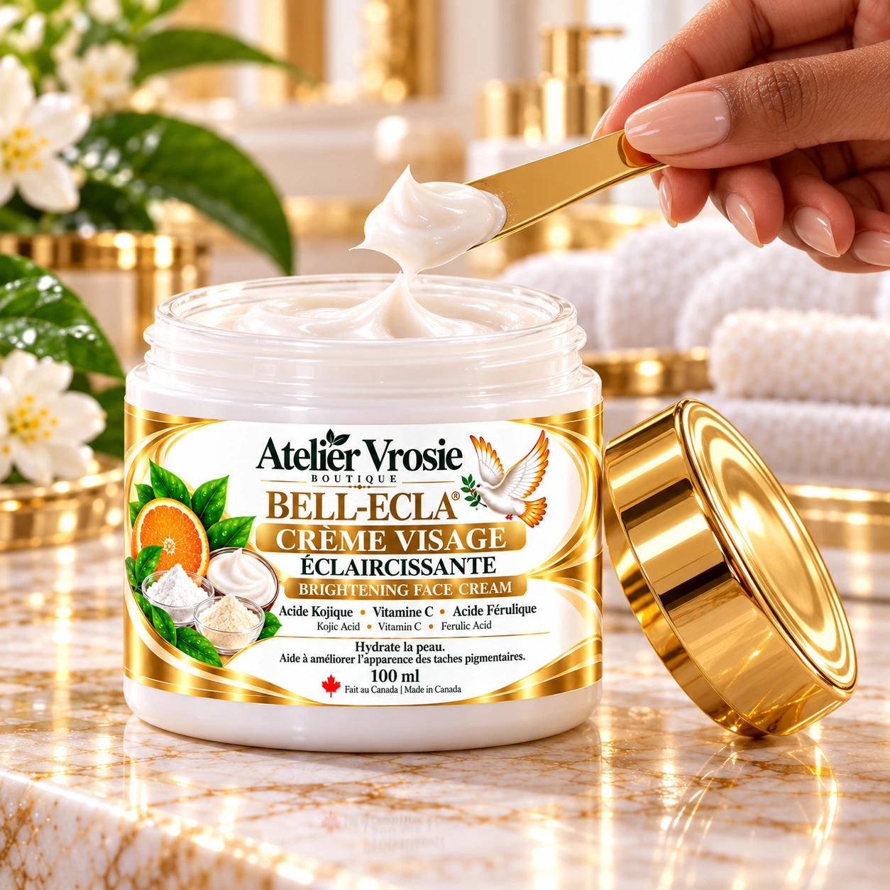 Texture et utilisation — Crème Visage Éclaircissante