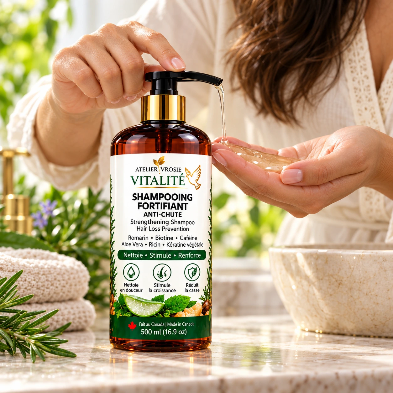 Texture et dosage du shampoing VITALITÉ